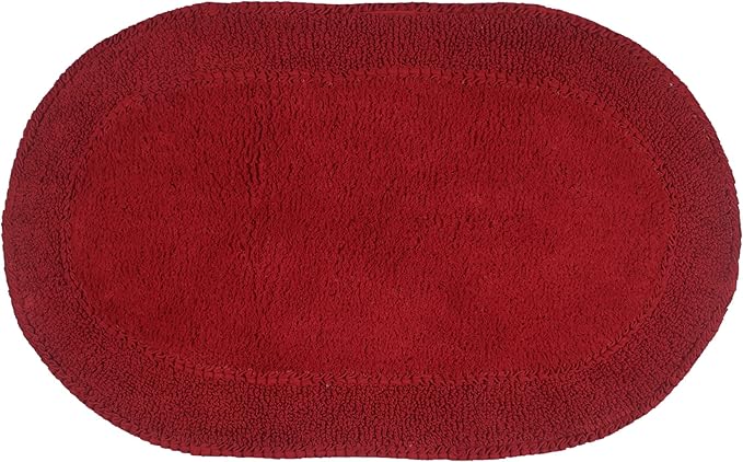 Home Weavers Double Ruffle Collection 100% Cotton Bathroom Rugs Set, Washable Rug, Extra Soft and Absorbent Bath Rug, Kitchen Mat, Bath Mat Set, Bath Floor Mat Non Slip, 24"x40" Rectangle, Red