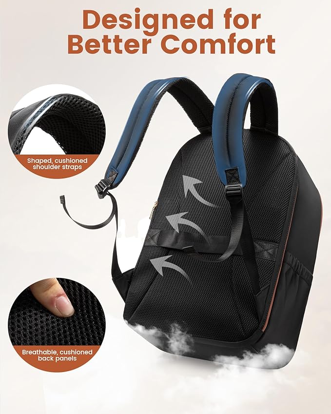 LOVEVOOK 17.3 Inch Laptop Backpack for Women - Work/Business Computer Backpack Purse, Large Capacity Casual Daypack, Travel Bag for Lawyer, Doctor, Teacher, Cream Chestnut Brown