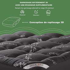 BEDLORE Queen Mattress Topper Viscose Derived from Bamboo, Thick Pillow Top Mattress Pad with Stretchable Pockets for 6-18 inches Mattress, Soft Mattress Topper for Back Pain Relief(Dark Gray)