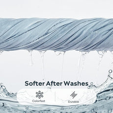 JELLYMONI 100% Washed Cotton Duvet Cover Queen – Soft, Breathable Linen-Look Bedding with Natural Wrinkle Texture, Button Closure, 3-Piece Set (Mist Blue, 90