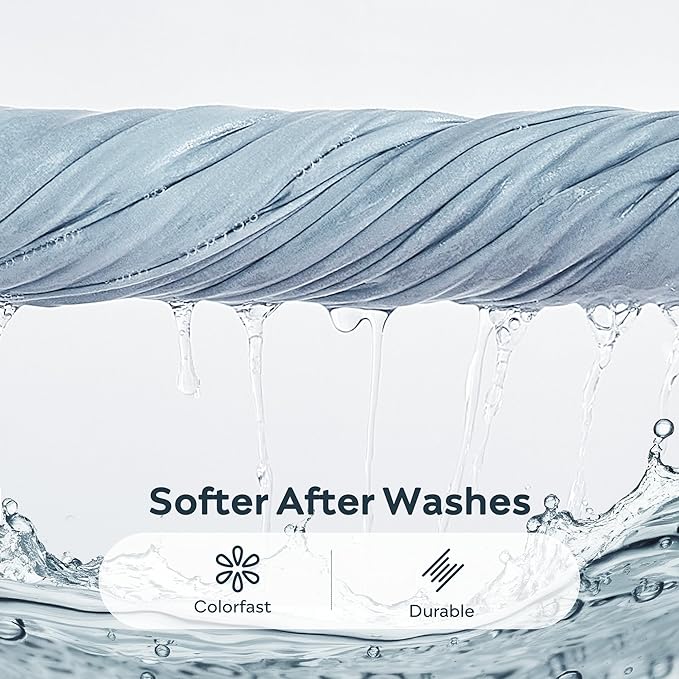 JELLYMONI 100% Washed Cotton Duvet Cover Queen – Soft, Breathable Linen-Look Bedding with Natural Wrinkle Texture, Button Closure, 3-Piece Set (Mist Blue, 90"x90")