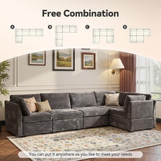 Modular Sectional Sofa,5 Pieces Sectional Couches for Living Room,131X65 L Shaped Cloud Couch with Oversized Convertible Modular Couch for Living Room