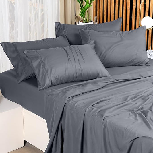 Utopia Bedding King Bed Sheets Set - Pack of 8 Sheet Sets - Perfect for Spa, Hotel, & Guest Bedroom - Brushed Microfiber - Shrinkage and Fade Resistant - Easy Care (Grey)