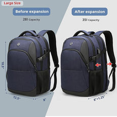 Swissdigital Design Travel Laptop Backpack for Men and Women, 35L Expandable Large Business Backpack with USB Charging Port for Fits 17 Inch Notebook, Blue | SD1671-12