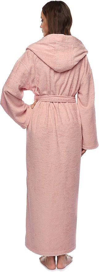 Arus Women's Hooded Classic Bathrobe Turkish Cotton Robe with Full Length Options