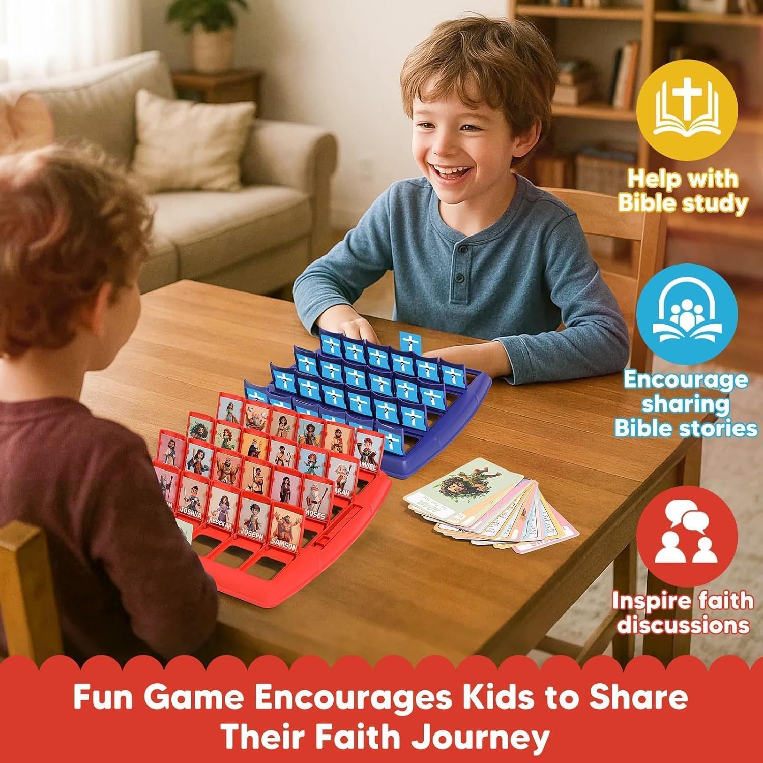Garybank Guess Bible Who Am I Games for Kids, 24 Holy Bible Characters with Life Story & Verse Cards, Bible Trivia Study Supplies for Sunday School, Youth Group & Teens, Christian Catholic Gifts