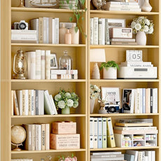 FOTOSOK 6-Tier Open Bookcase and Bookshelf Set of 2, Freestanding Display Storage Shelves Tall Bookcase for Bedroom, Living Room and Office, Natural