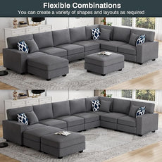 Legend Vansen Modular Sectional Sofa U Shaped Couch with Ottoman Modern Reversible Corner Sectional Couch for Living Room (Dark Grey, U Shaped Sofa-5)