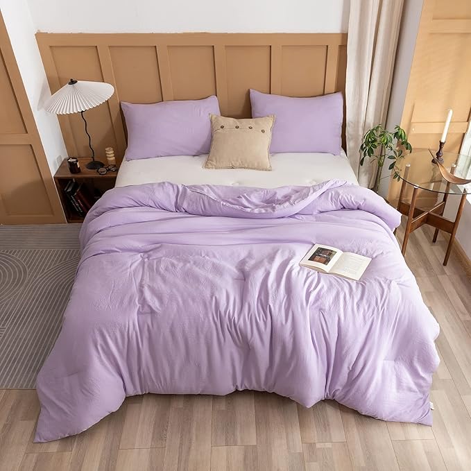 ROSGONIA Full Size Comforter Sets for Girls Boys Teens Lavender, 3pcs (1 Boho Comforter & 2 Pillowcases) Lightweight Kids Comforter Sets Blanket
