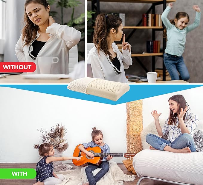 Premium Ergonomic Memory Foam Neck Pillow for Pain Relief Orthopedic Support for Back Side and Stomach Sleepers Washable Cover Comfortable and Breathable Sleep Aid Gift for Men and Women