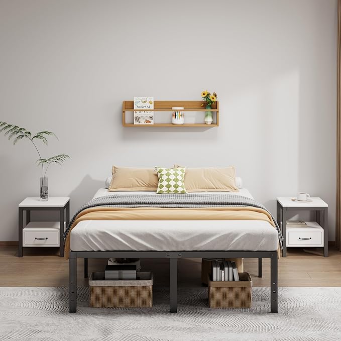 Metal Bed Frame Full Size - 18 Inch Heavy-Duty Full Platform Bed Frame No Box Spring Needed, Easy Assembly, Noise-Free, Sturdy Mattress Foundation, Underbed Storage Space