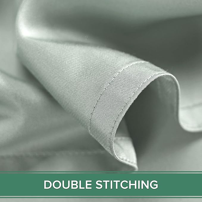 Pure Bamboo Queen Sheets, Genuine 100% Organic Viscose Derived from Bamboo Bed Sheet Set, Luxuriously Soft & Cooling, Double Stitching, 2 Year Quality Promise (Queen, Sea Glass)