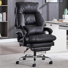 Office Chair with Footrest 500lbs,Reclining Leather Computer Chair for Heavy People, Big and Tall Comfy Executive Desk Chair with Lumbar Support & Pillow .High Back Black