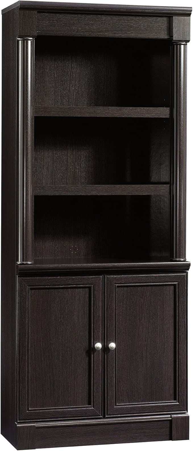 Sauder Palladia Book Shelf, Bookshelf with Storage, Library Bookcase with Doors and Adjustable Shelves, in Wind Oak Finish