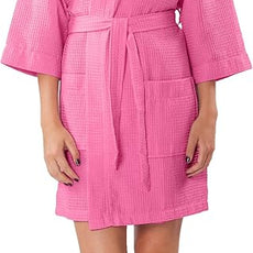 Turquaz Lightweight Short Robes For Women Waffle Kimono Bathrobe - Soft, Fast-Drying, Long-Lasting Cotton Blend