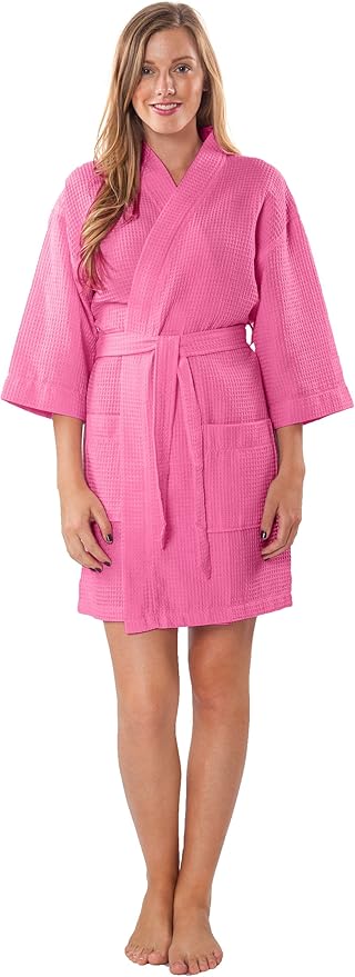 Turquaz Lightweight Short Robes For Women Waffle Kimono Bathrobe - Soft, Fast-Drying, Long-Lasting Cotton Blend