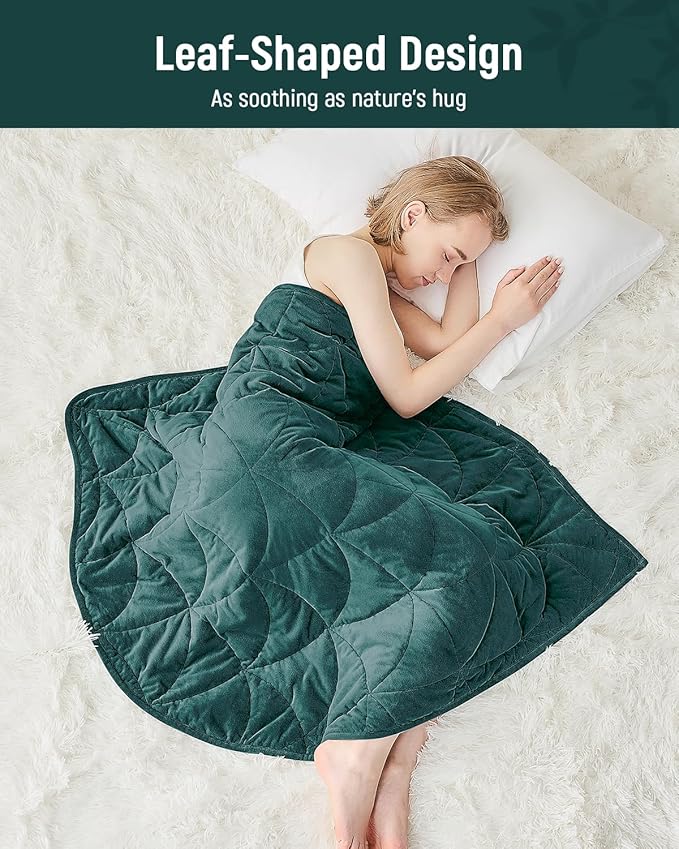 Weighted Lap Blanket 7 lbs for Adults, Luxury Soft Small Weighted Blanket, Compact Portable Weighted Lap Pad for Relaxation, Sleeping, Travel, All-Season Use, Forest Green, 40" x 52"