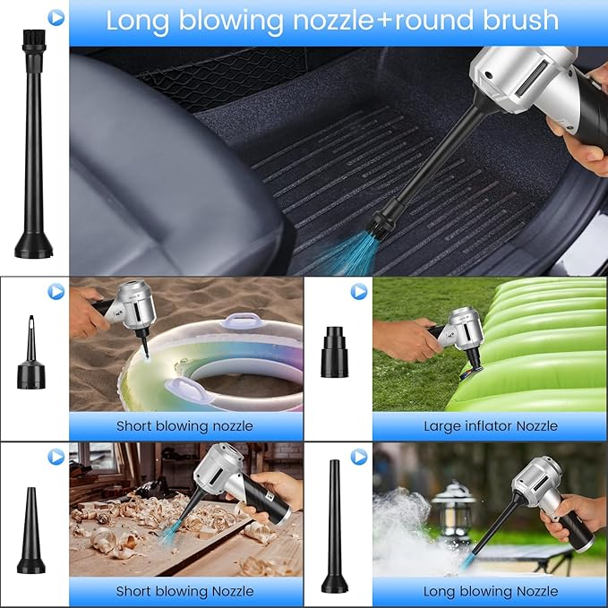 Arify Pro Car Vacuum Portable Cordless with 18000PA Super Suction, 4 in 1 Portable Air Blower/Car Vacuum 90°Foldable Handheld Rechargeable Brushless Motor, Gifts for Christmas for Home, PC