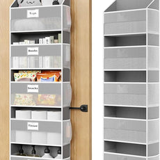 Over The Door Organizer Hanging, 5 Shelf Behind The Doors Storage, Pantry Door Organizer, Closet Organizers for Bedroom and Nursery (Grey)