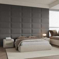 Oversized Dark Gray Linen Headboard 24x12 Inch 12-Panel Set - Wall-Mounted or Freestanding Design for Queen/King Beds, Durable Linen Upholstery