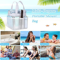 Hillban 4 Pcs Mesh Shower Caddy Portable Large Quick Dry Shower Caddy Basket with Deeper 8 Pockets and 2 Handles Hanging Bag for College Dorm Room(White)