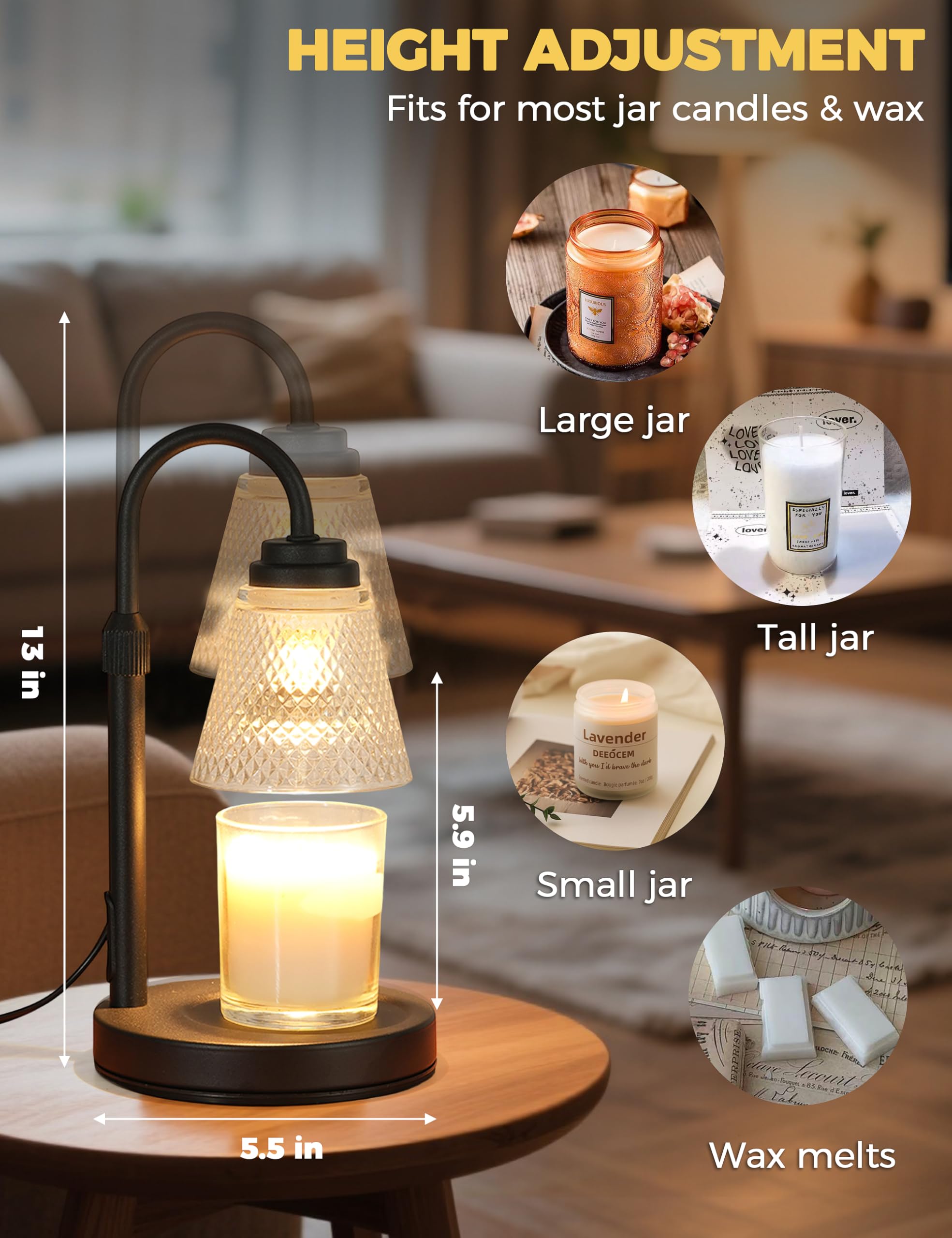 Candle Warmer Lamp with Timer Dimmer, Birthday Gifts for Mom Women Friend Sister, House Warming Gifts, Wax Melt Warmer, Office Apartment Dorm Room Home Decor Dormly