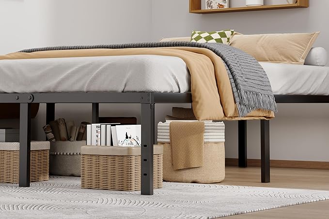 Metal Bed Frame Queen Size - 18 Inch Heavy-Duty Queen Platform Bed Frame No Box Spring Needed, Easy Assembly, Noise-Free, Sturdy Mattress Foundation, Underbed Storage Space