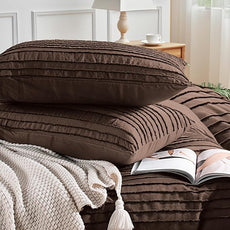 NEXHOME PRO Twin Duvet Cover, Blue 2 Pieces Boho Tufted Twin Size Duvet Cover Set, Soft and Lightweight Microfiber Comforter Cover Set for All Season(Dark Brown,66 x 90)-No Comforter