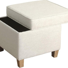Homepop Home Decor | K7342-F2067 | Classic Square Storage Ottoman with Lift Off Lid | Ottoman with Storage for Living Room & Bedroom, Cream Woven