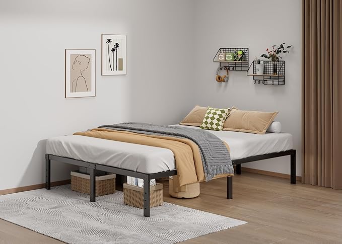 Metal Bed Frame Queen Size - 14 Inch Heavy-Duty Queen Platform Bed Frame No Box Spring Needed, Easy Assembly, Noise-Free, Sturdy Mattress Foundation, Underbed Storage Space