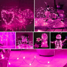 ZGWJ Fairy Lights Battery Operated, 50 Pack Twinkle String Lights 20 LED 7FT 3 Lighting Modes for Bedroom Decor, Easter, Halloween, Christmas, Party Indoor and Outdoor Decoration Pink