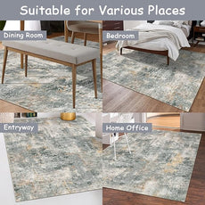 Lahome Washable 5x7 Area Rugs for Living Room, Grey Neutral Modern Abstract Rug for Bedroom Non Slip, Soft Contemporary Low Pile Indoor Carpet for Dorm Guest Dining Room Table Apartment