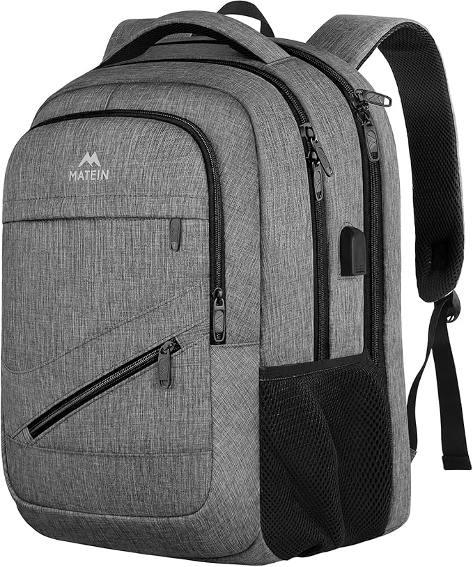MATEIN 18 Inch Extra Large Laptop Backpack, 50 L Travel Backpack with Anti Theft Pocket & TSA Laptop Compartment for Men Women, Multiple Pockets Business Computer Carry On, Grey