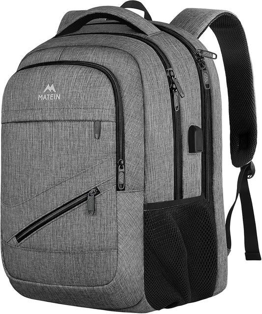 MATEIN 18 Inch Extra Large Laptop Backpack, 50 L Travel Backpack with Anti Theft Pocket & TSA Laptop Compartment for Men Women, Multiple Pockets Business Computer Carry On, Grey