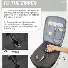 suwasp Vacuum Compression Backpack, 45L Expandable Travel Backpack with Electric Vacpack Pump, Travel Vacuum Bags with Shoe Compartment/17inch Laptop Compartment/USB Port, White