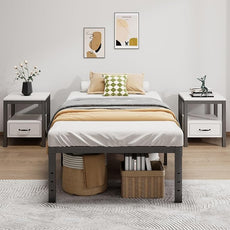 Metal Bed Frame Twin Size - 16 Inch Heavy-Duty Twin Platform Bed Frame No Box Spring Needed, Easy Assembly, Noise-Free, Sturdy Mattress Foundation, Underbed Storage Space