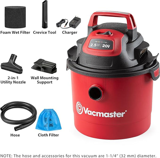 Vacmaster 2.5-Gallon 20V Cordless Wet/Dry Vac - DVOM202P 1101