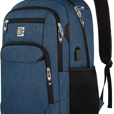 17 Inch Laptop Backpack, Business Anti Theft Slim Durable Laptops Backpack with USB Charging Port, Water Resistant College Computer Bag Gifts for Men & Women Fits 15.6 Inch Notebook-Blue
