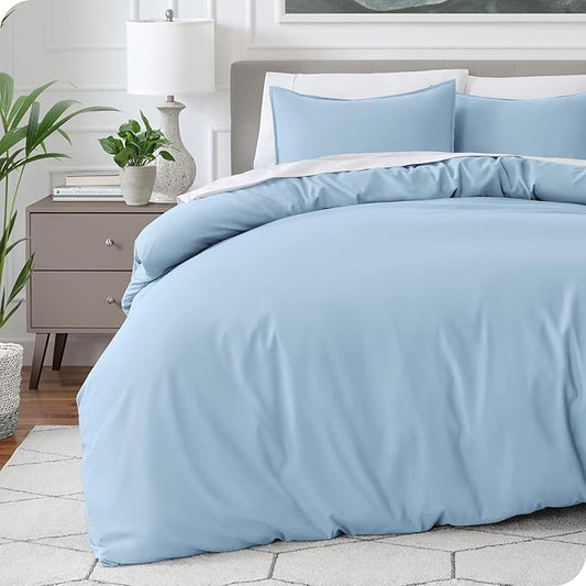 Bare Home Bedding Duvet Cover Queen Size - Premium 1800 Super Soft Collection - Lightweight, Cooling Duvet Cover - Soft Breathable Bedding (Queen, Light Blue)