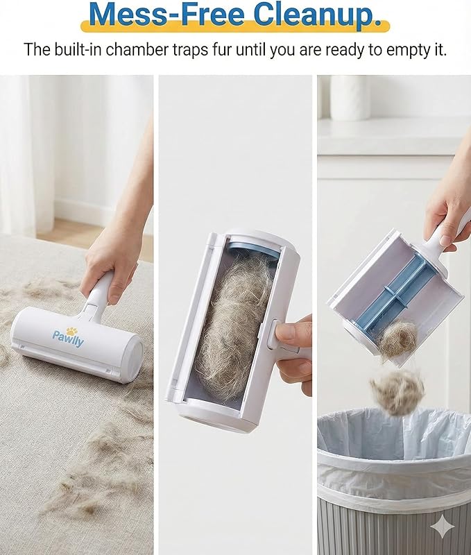 Pet Hair Remover Roller – Reusable Lint Roller for Pet Hair, Dog & Cat Hair Remover – Self-Cleaning Fur Removal Tool for Couch, Sofa, Furniture, Carpet, Car Seats & Bedding – No Refills Needed