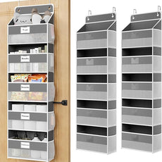 Over The Door Organizer Hanging, 2 Pack 5 Shelf Behind The Doors Storage, Pantry Door Organizer, Closet Organizers for Bedroom and Nursery (Dark Grey)
