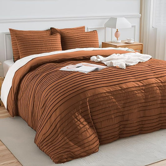 NEXHOME PRO California King Duvet Cover, Brunt Orange 3 Pieces Boho Tufted Duvet Cover Set, Soft and Lightweight Microfiber Comforter Cover Set (Brunt Orange Cal King, 104 x 98)-No Comforter