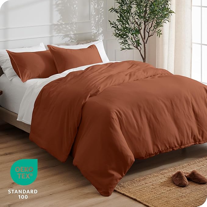 Bare Home Bedding Duvet Cover Extra Long Size - Premium 1800 Super Soft Collection - Lightweight, Cooling - Soft Breathable Bedding Duvet Cover (Twin/Twin XL, Terracotta)