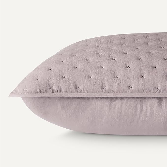 Amazon Basics Brushed Microfiber Quilt Set, Extra Soft with Natural Texture, 2-Piece,Twin/Twin XL, Purple