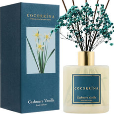 COCORRÍNA Reed Diffuser - Cashmere Vanilla 17 Fl.oz Reed Diffuser with 8 Sticks Scented Diffuser with Preserved Flowers for Bathroom Home Decor