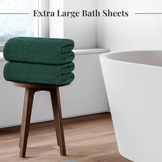 Tens Towels Pack of 2 Extra Large Bath Sheets 35 x 70 Inches, 100% Cotton, Larger & Lighter Weight, Quicker to Dry, Super Soft & Absorbent, Oversized Bath Towels, Hunter Green