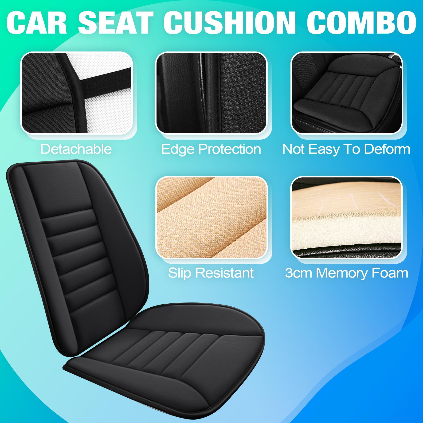 MYFAMIREA Truck Seat Cushion, Memory Foam Trucker Seat Cushion for Truck Driver Long Sitting with Adjustable Strap, Back Support and Pain Relief for Trucker Driving Car Office Chair and Pain Dormly