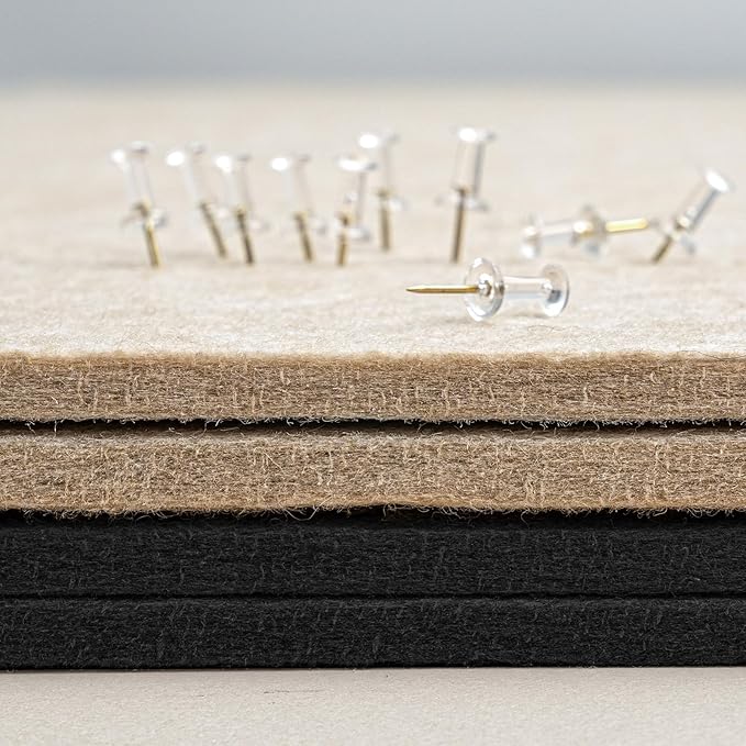 Bulletin Board, 36 x 24 inches Felt Board - Decorative Pin Board, Cork Board Alternative for Wall, 3' x 2' Foldable Self-Adhesive Vision Board Prayer Board with 20 Pushpins - Black