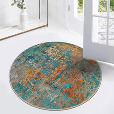 Lahome Modern Abstract Round Rug 3Ft - Colorful 3x3 Circle Rug Non Slip Kitchen Rugs Washable Front Door Mat, Contemporary Indoor Throw Small Carpet for Bedroom Entryway Foyer Sink