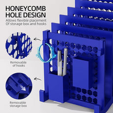 File Organizer for Desk with Storage Box & Hook, Inclined Desk File Organizer with 5-Section Vertical File Holder suitable for Home Office Document Organization